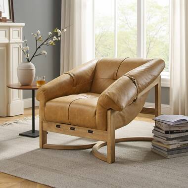 Tufted Genuine Leather Accent Armchair